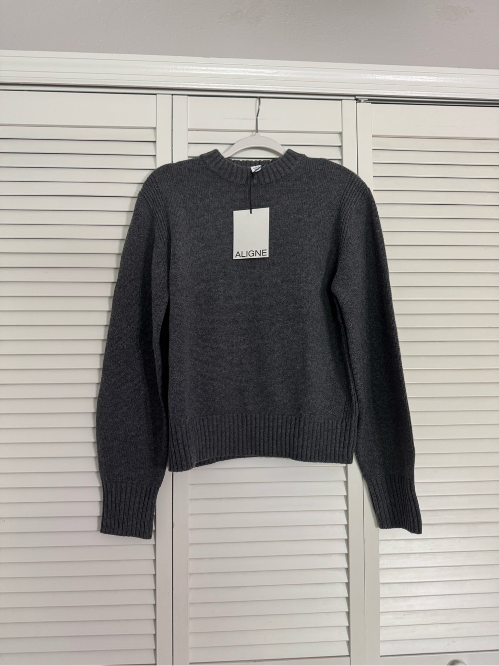 ALIGNE Charcoal Grey Crewneck Dion Sweater Wool Winter Luxury Knitwear Sz S NWT